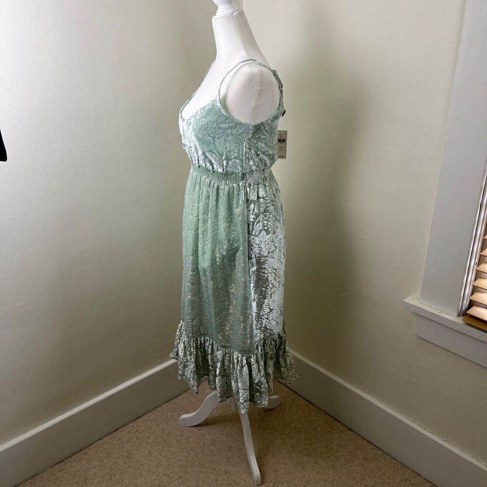 Anthropologie Hemandt and Nandita Seagrass Velvet Floral Dress XXS P Green Boho - Picture 5 of 12